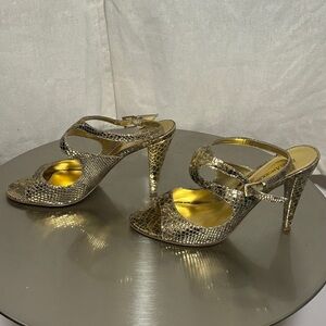 Enzo Angiolini leather gold sandal high heels